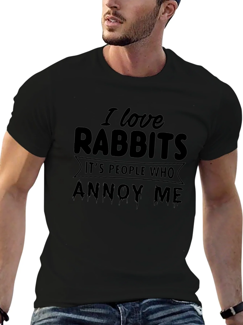 I Love Rabbits Funny Graphic T-Shirt product image 4