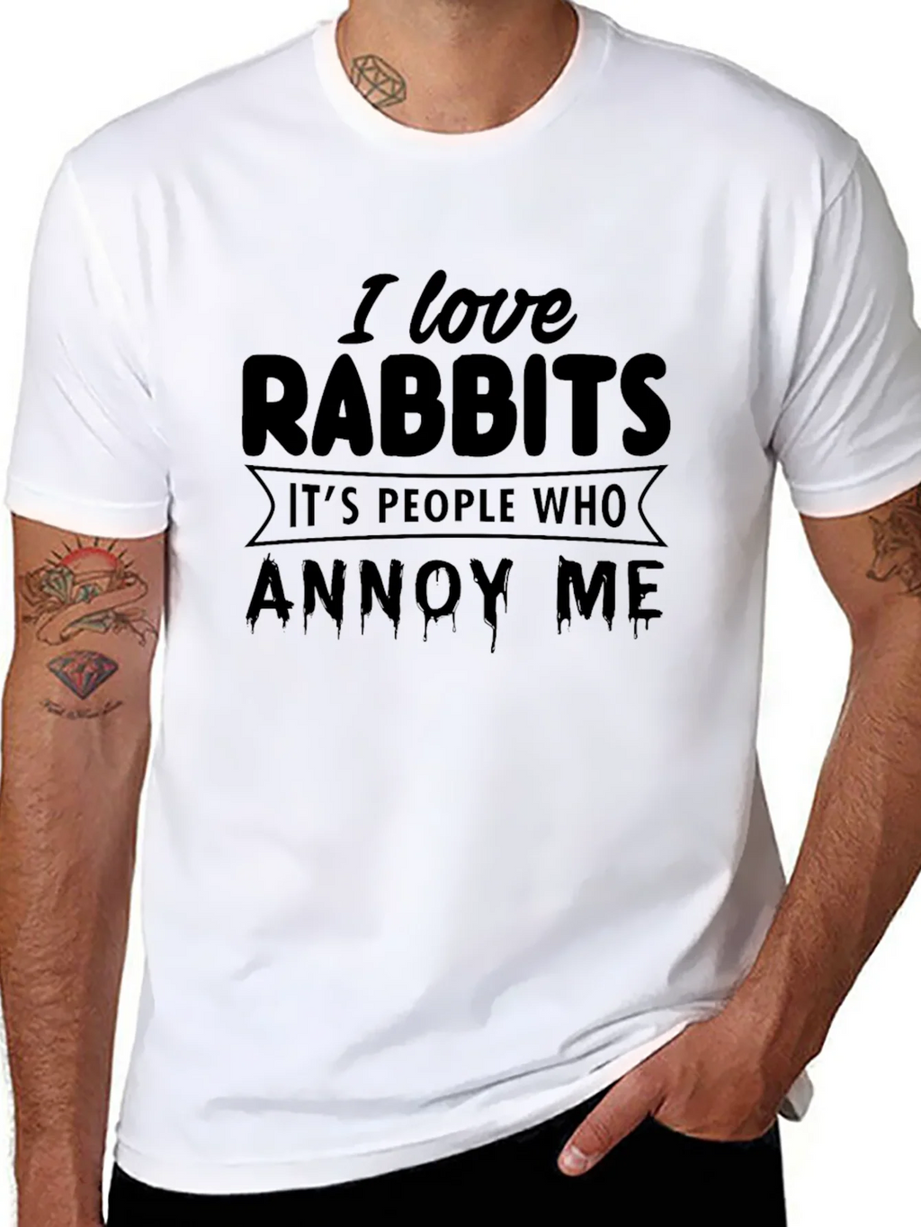 I Love Rabbits Funny Graphic T-Shirt product image 5