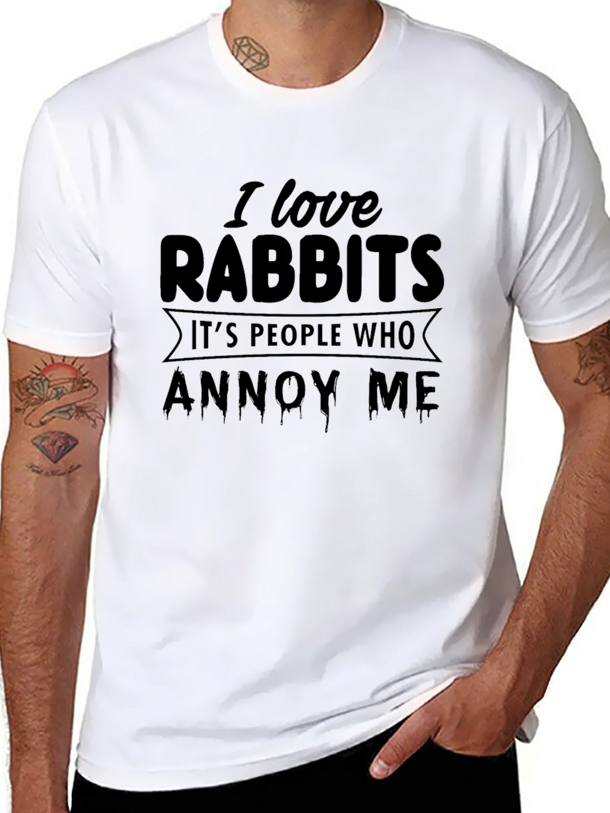 I Love Rabbits Funny Graphic T-Shirt product image 5