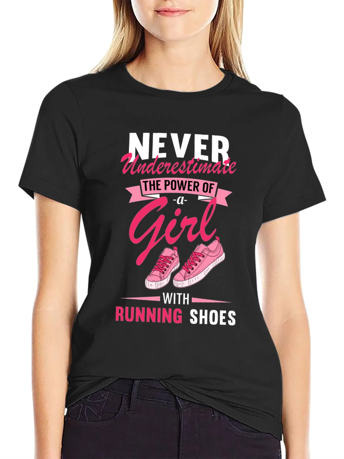 Never Underestimate Girl with Running Shoes T-Shirt