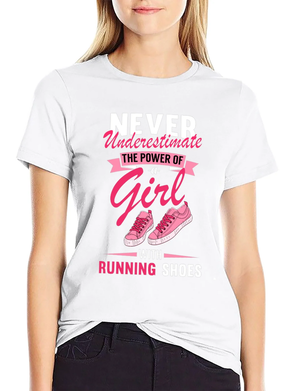 Never Underestimate Girl with Running Shoes T-Shirt