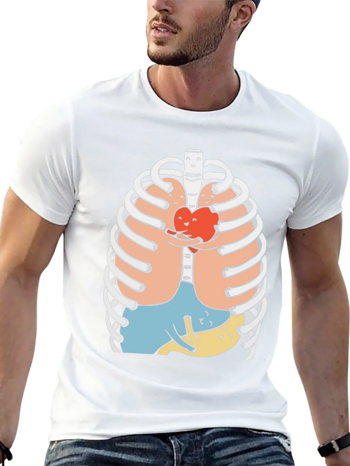 Heart Hug Rib Cage Graphic Tee - Black product image 6