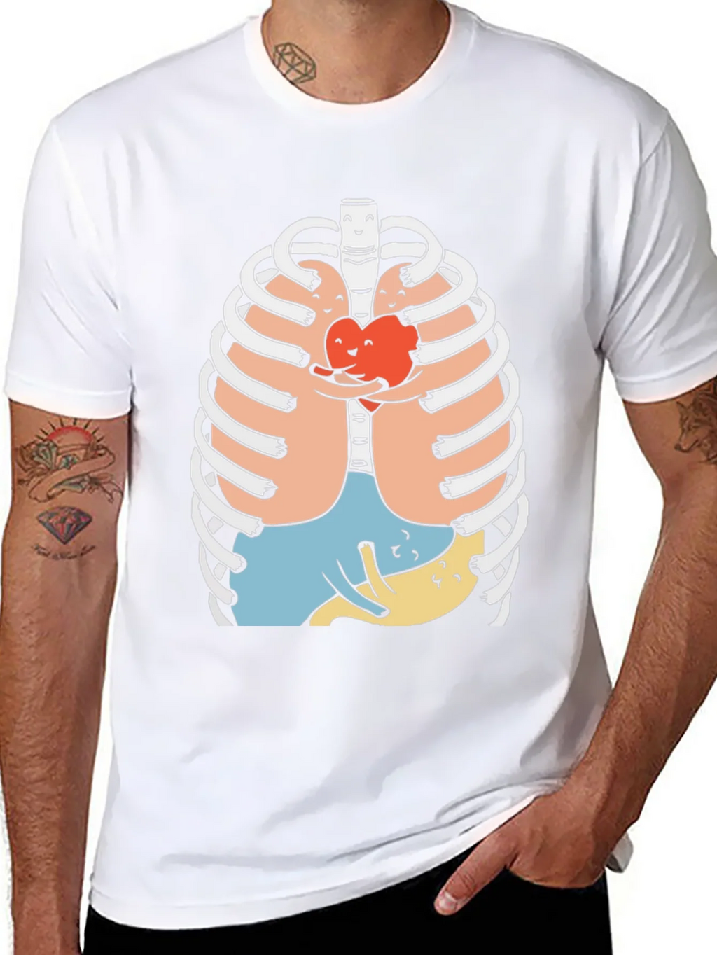 Heart Hug Rib Cage Graphic Tee - Black product image 1