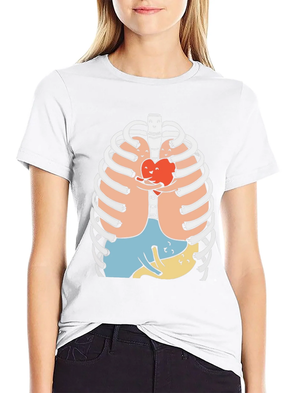 Heart Hug Rib Cage Graphic Tee - Black product image 2