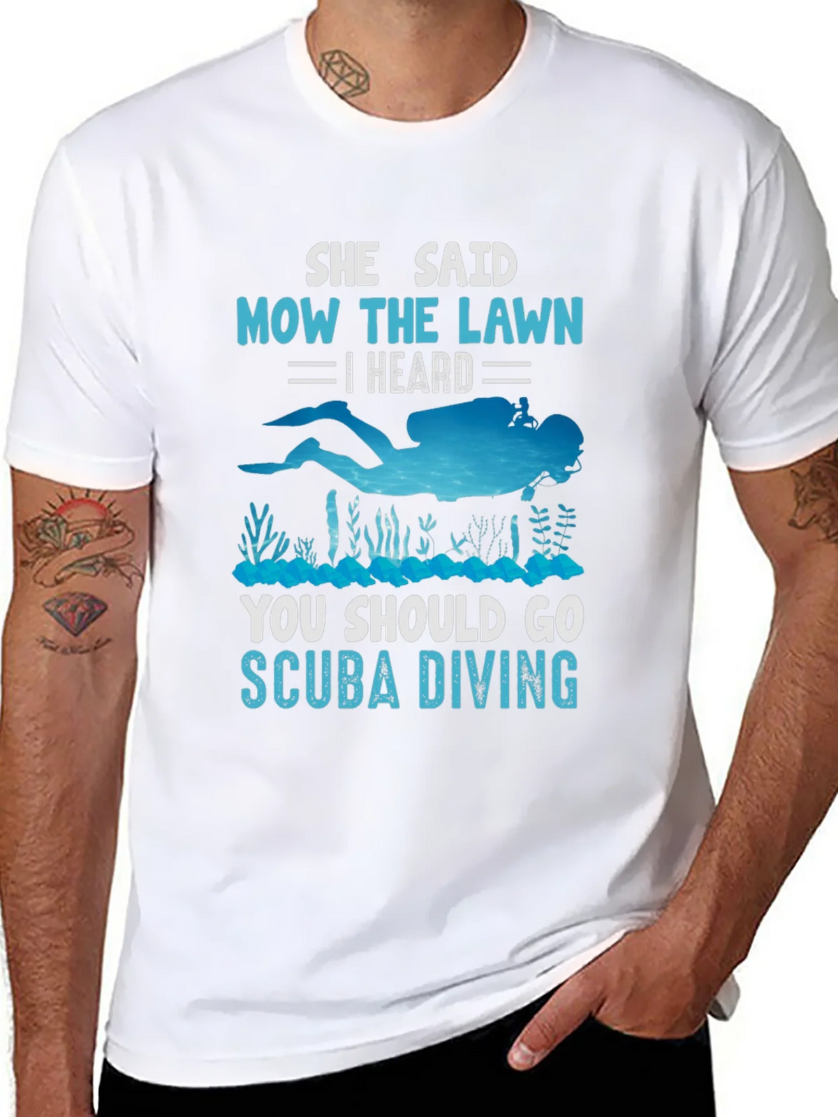 She Said Mow The Lawn Scuba Diving T-Shirt product image 7