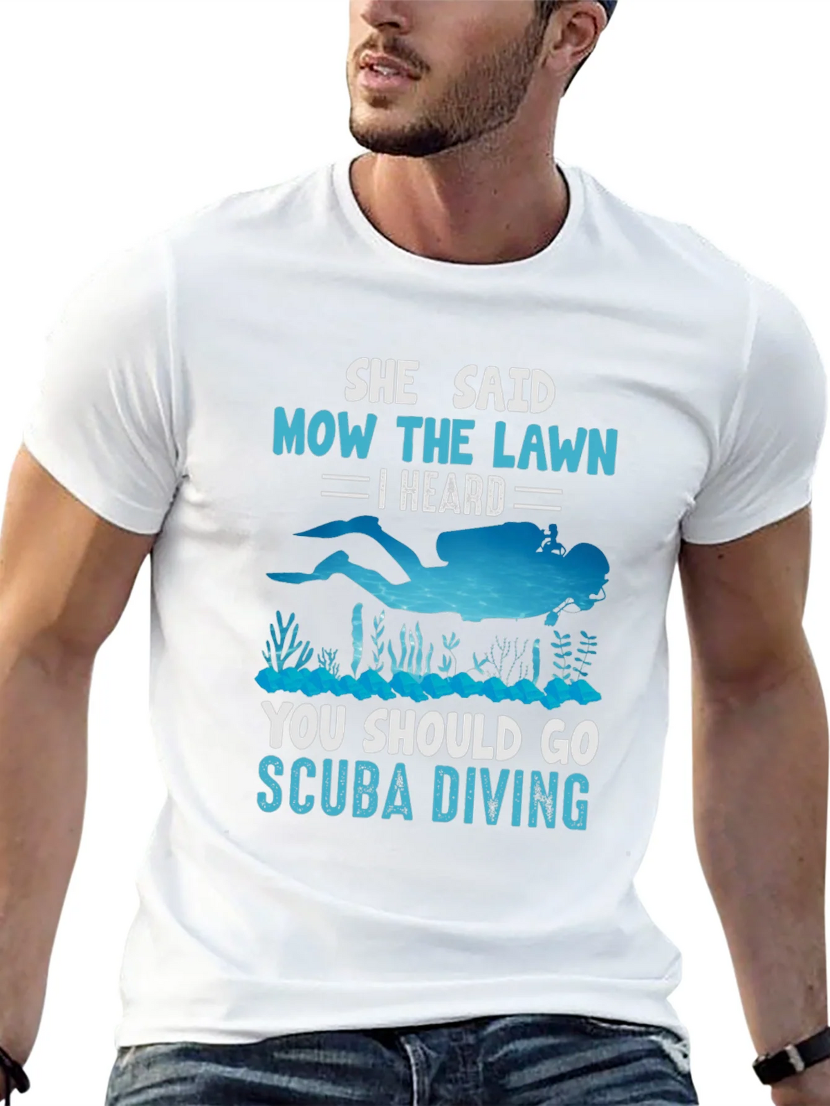 She Said Mow The Lawn Scuba Diving T-Shirt product image 12