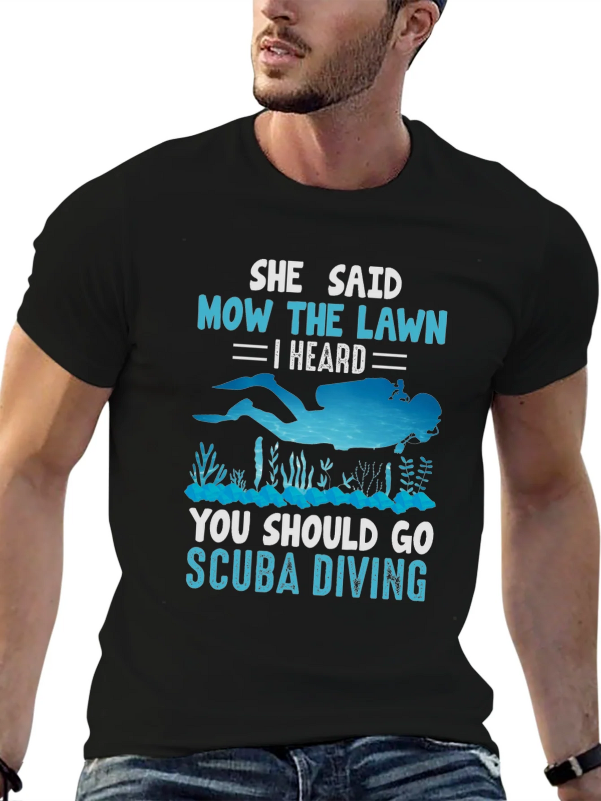 She Said Mow The Lawn Scuba Diving T-Shirt product image 6