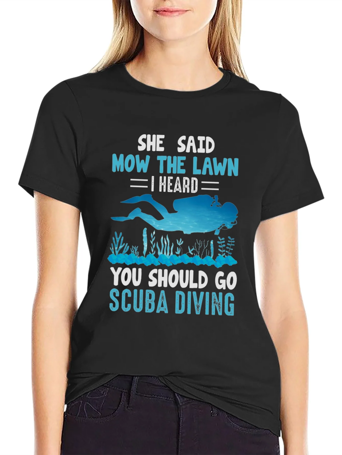 She Said Mow The Lawn Scuba Diving T-Shirt product image 2