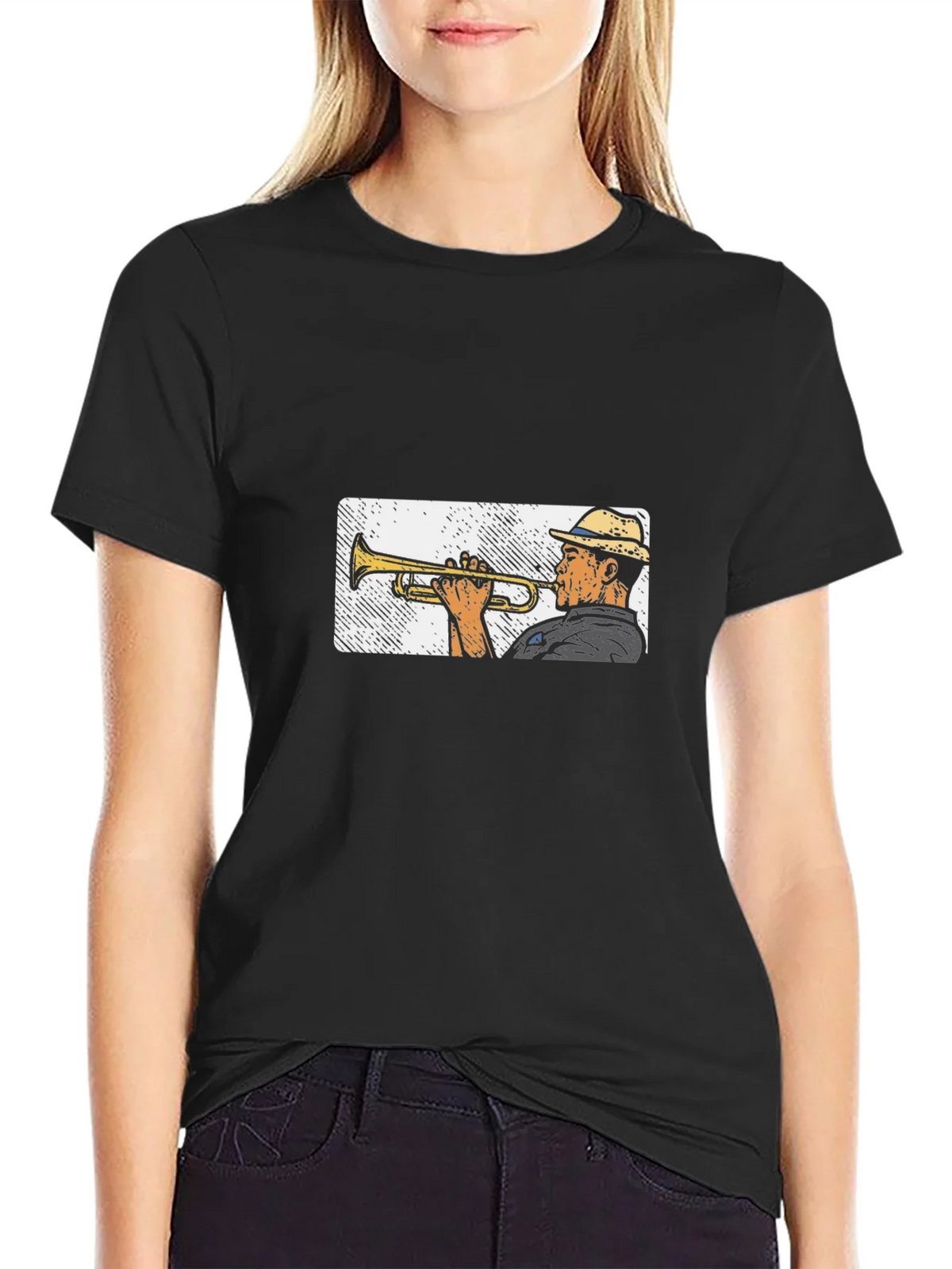 Cool Jazz Trumpet Graphic Black T-Shirt product image 2