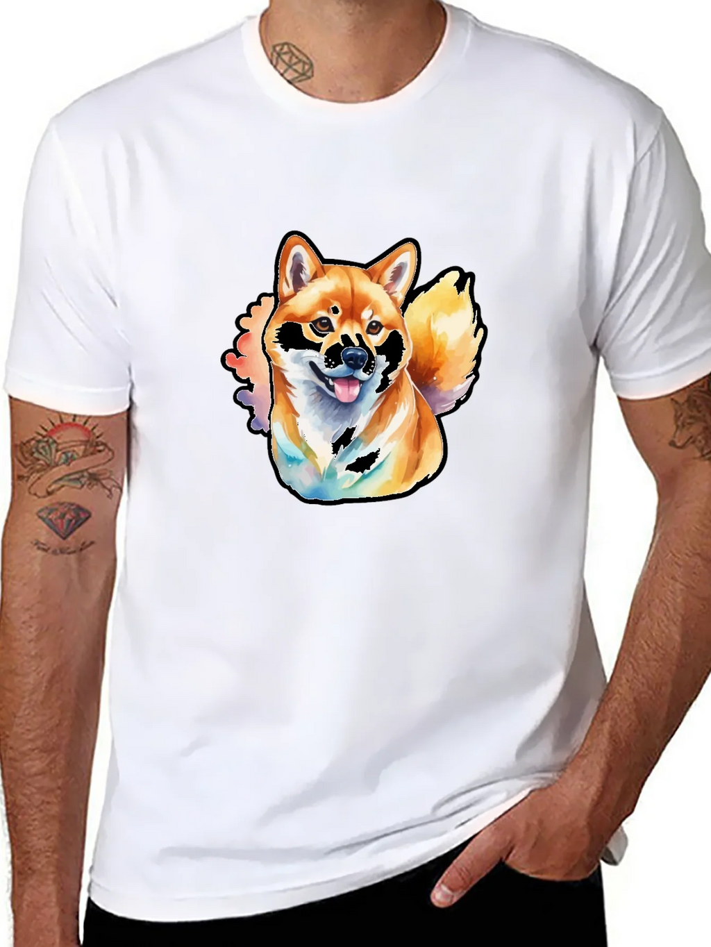 Shiba Inu Watercolor Graphic T-Shirt product image 6