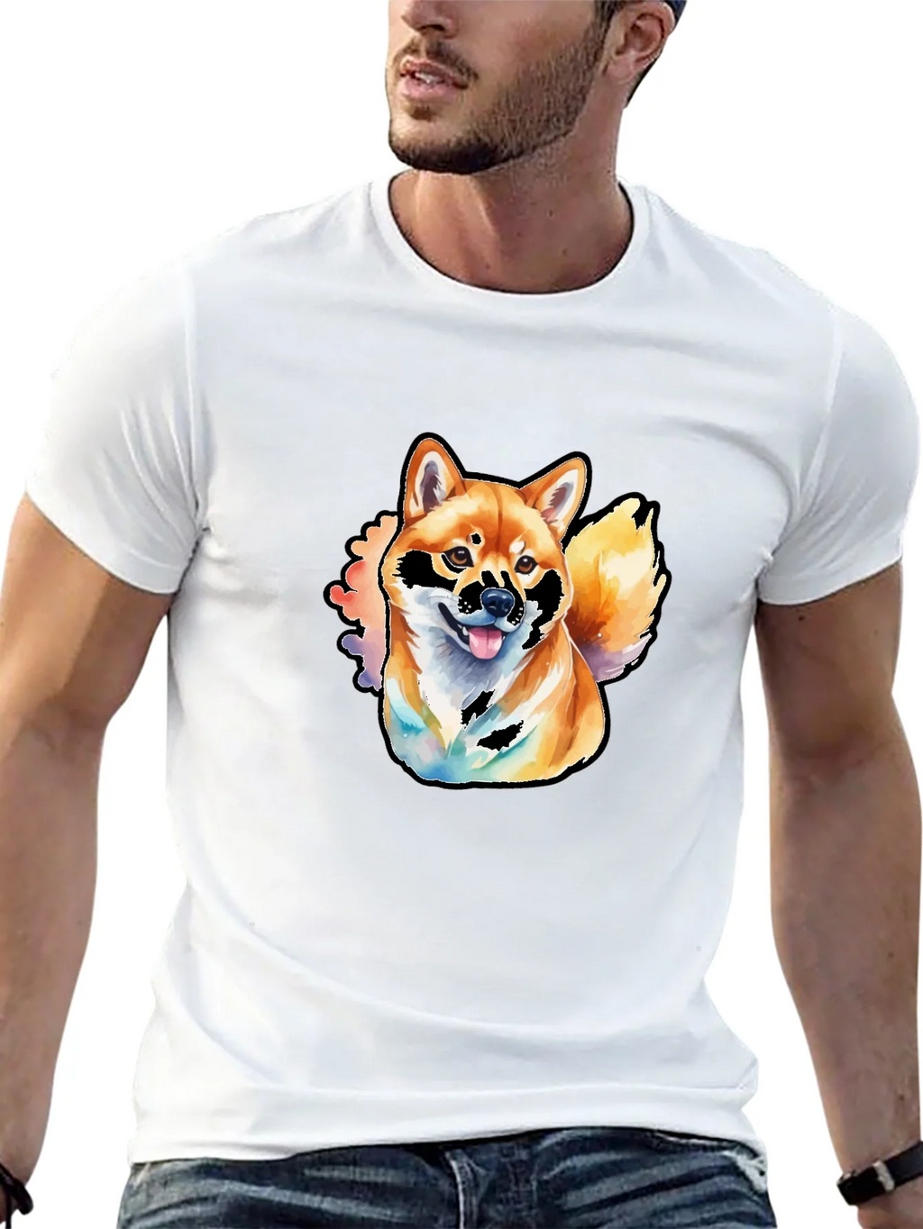 Shiba Inu Watercolor Graphic T-Shirt product image 11