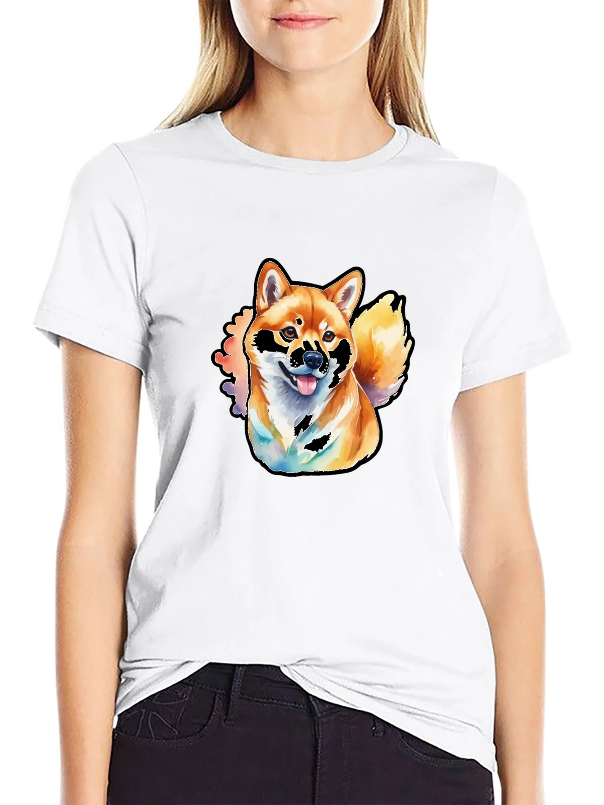 Shiba Inu Watercolor Graphic T-Shirt product image 7