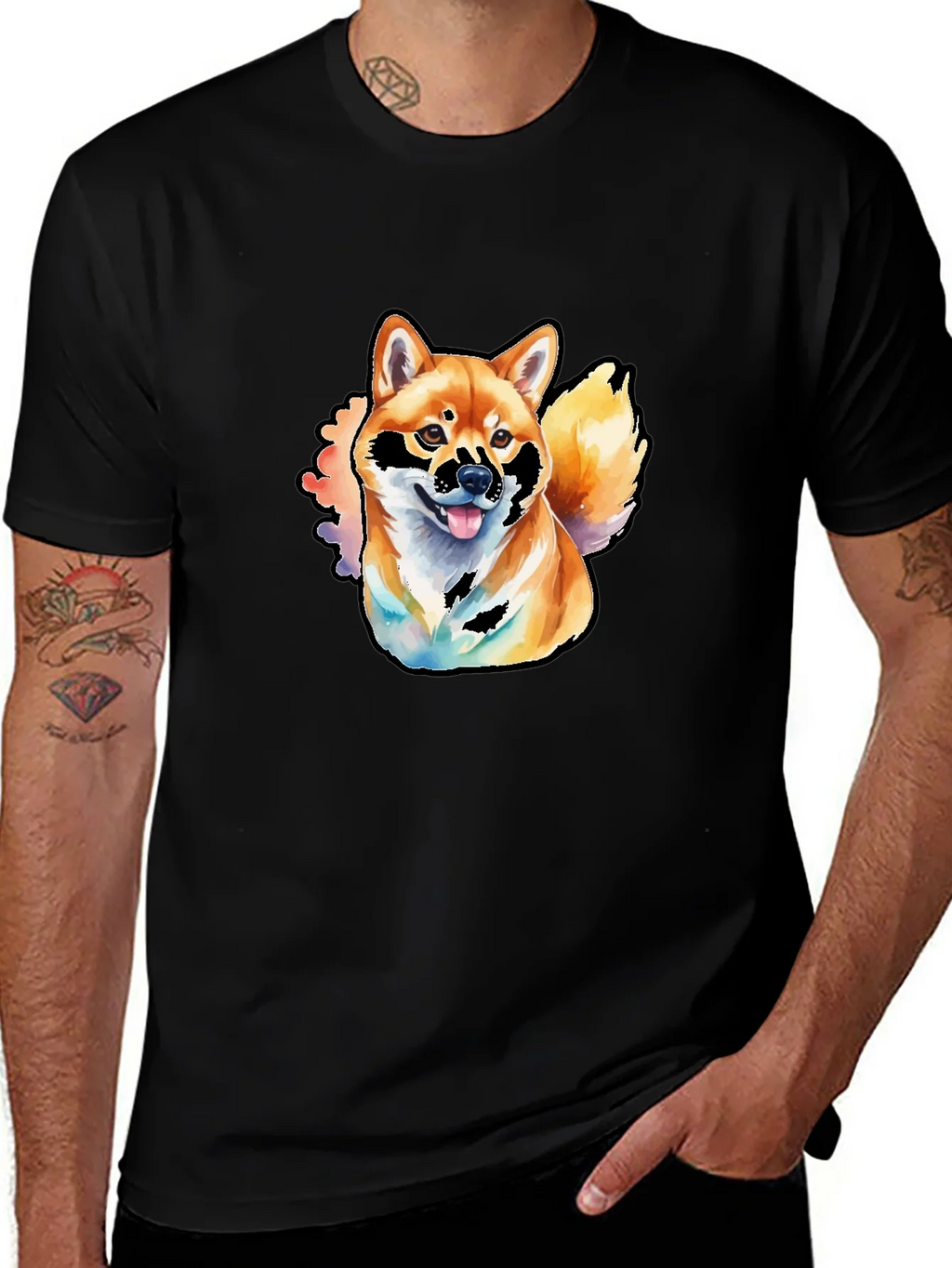 Shiba Inu Watercolor Graphic T-Shirt product image 1