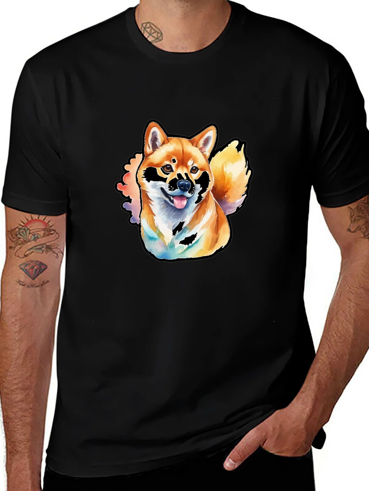 Shiba Inu Watercolor Graphic T-Shirt product image 1