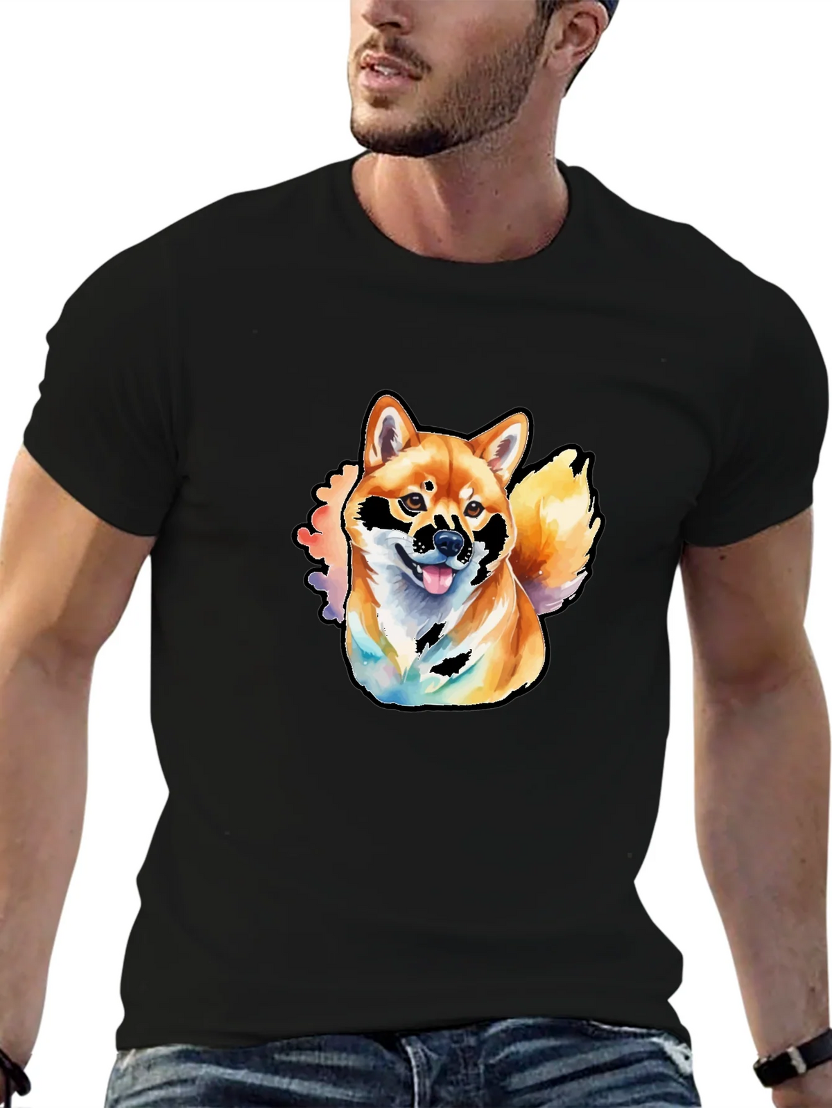 Shiba Inu Watercolor Graphic T-Shirt product image 5