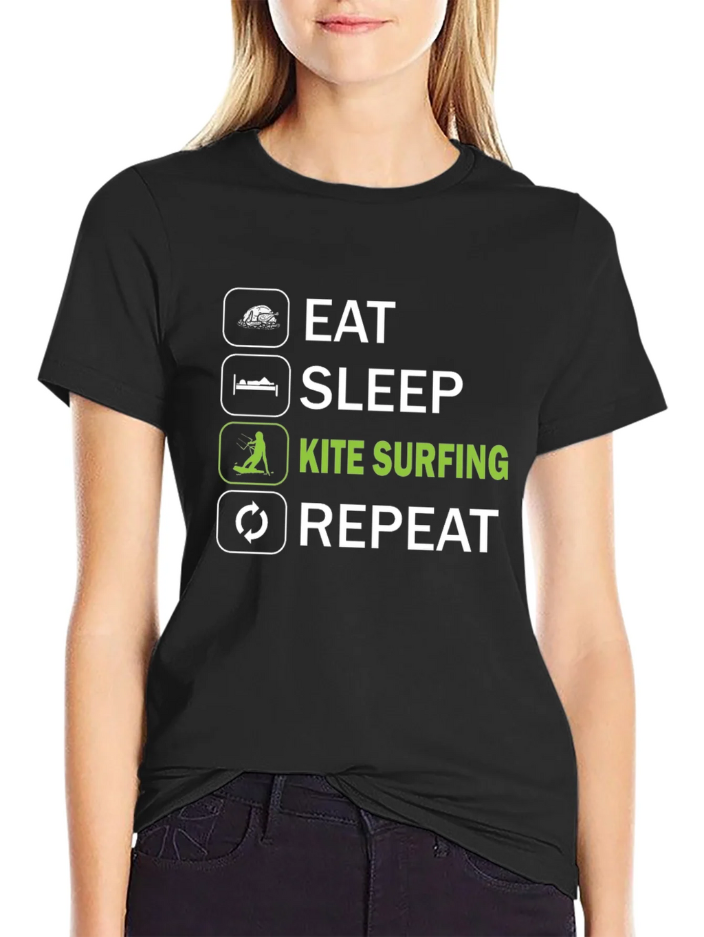 Eat Sleep Kite Surfing Repeat Graphic Tee product image 2