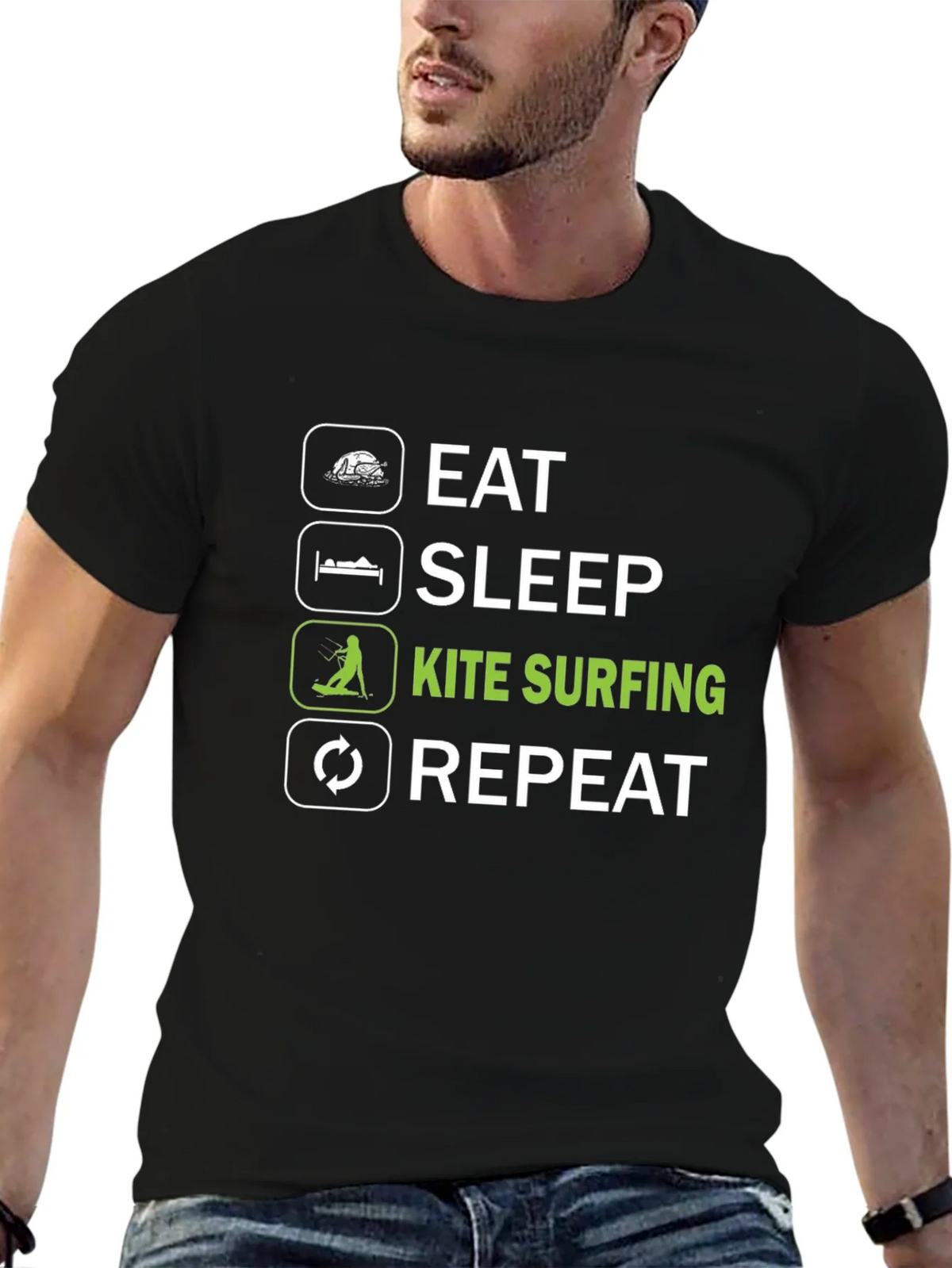 Eat Sleep Kite Surfing Repeat Graphic Tee product image 5