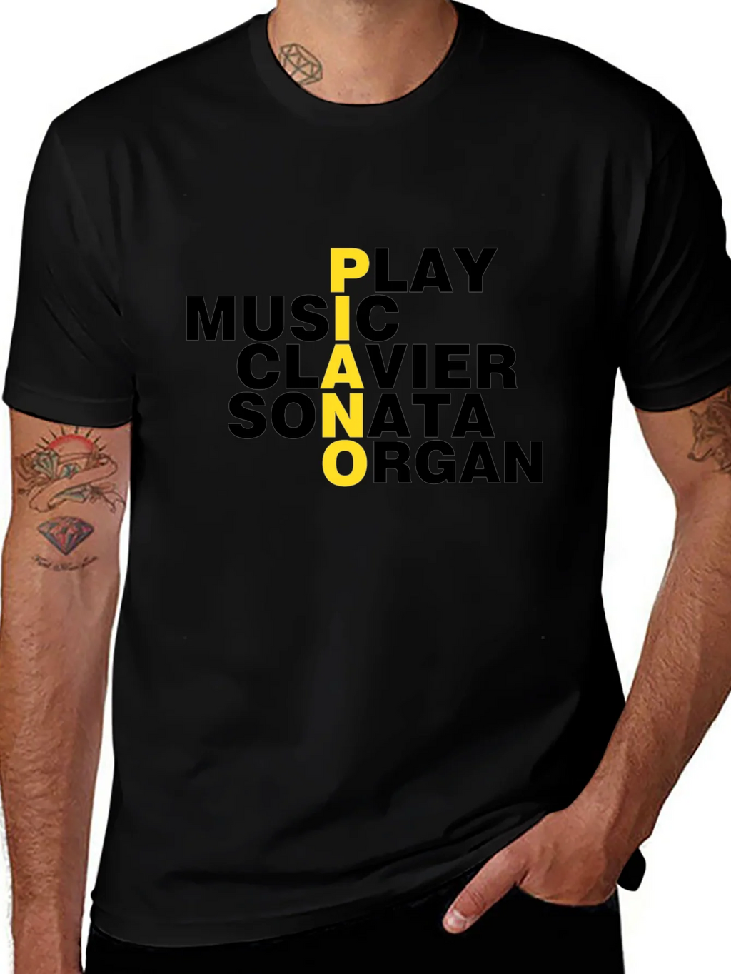Piano Music Lover Graphic Tee - Black product image 1