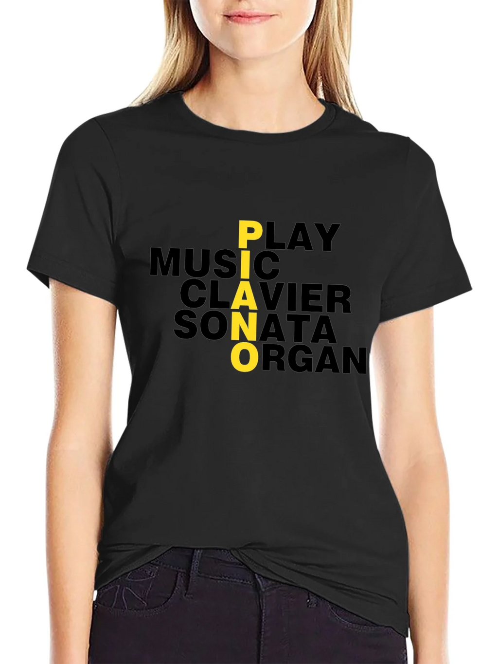 Piano Music Lover Graphic Tee - Black product image 2