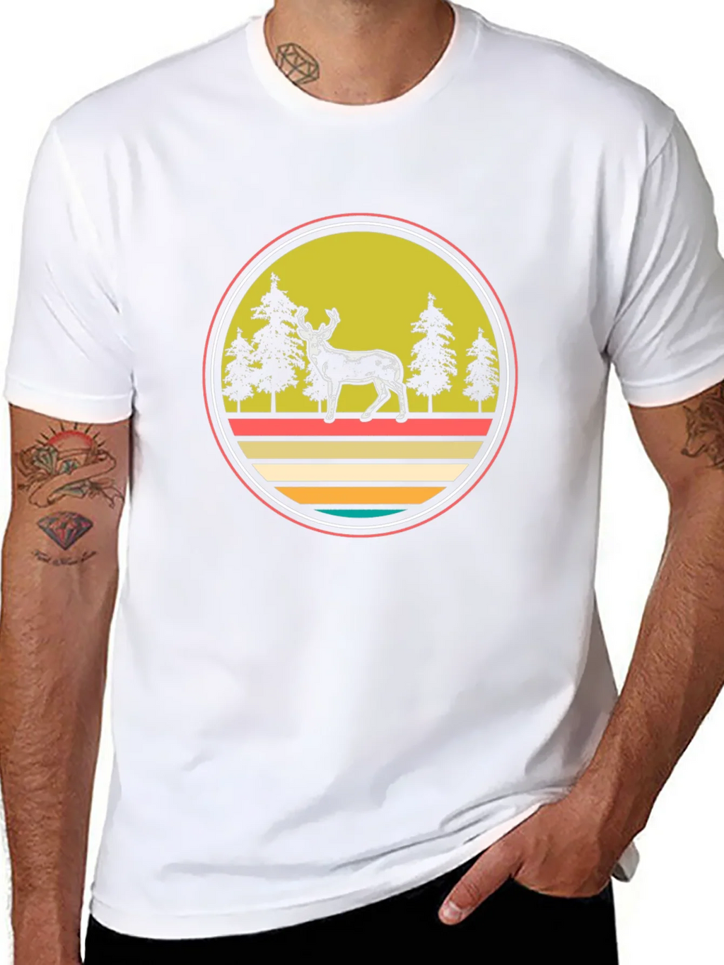 Retro Deer Forest T-Shirt - Adventure Awaits! product image 2