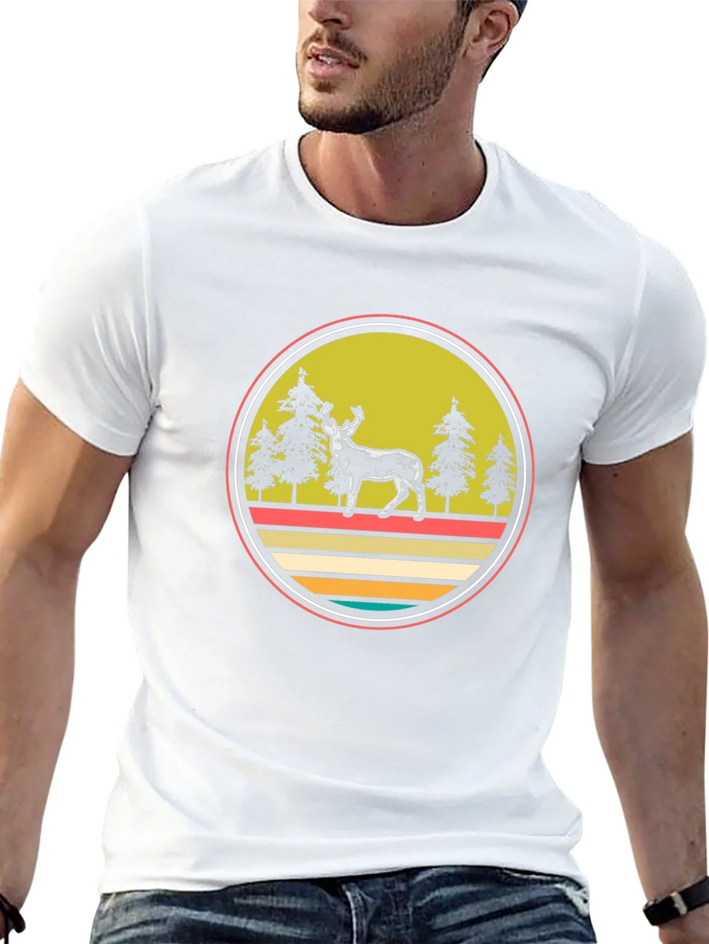 Retro Deer Forest T-Shirt - Adventure Awaits! product image 4