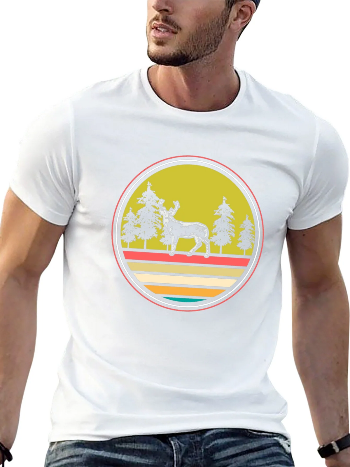 Retro Deer Forest T-Shirt - Adventure Awaits! product image 4