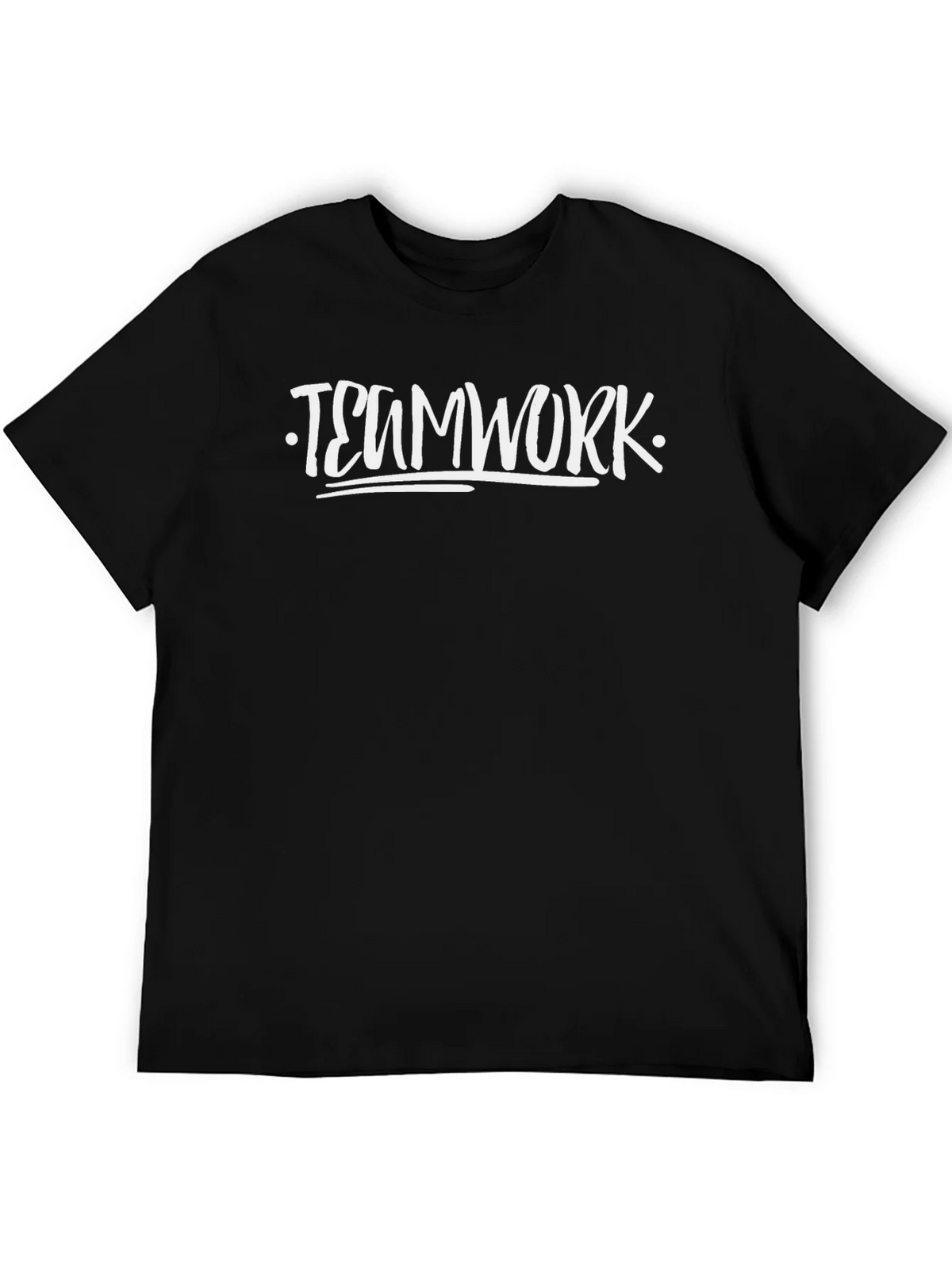 Teamwork T-Shirt Black Cotton Crew Neck Graphic Tee product image 5