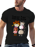 Horse Girl Cartoon T-Shirt - Cute Animal Tee product image 1