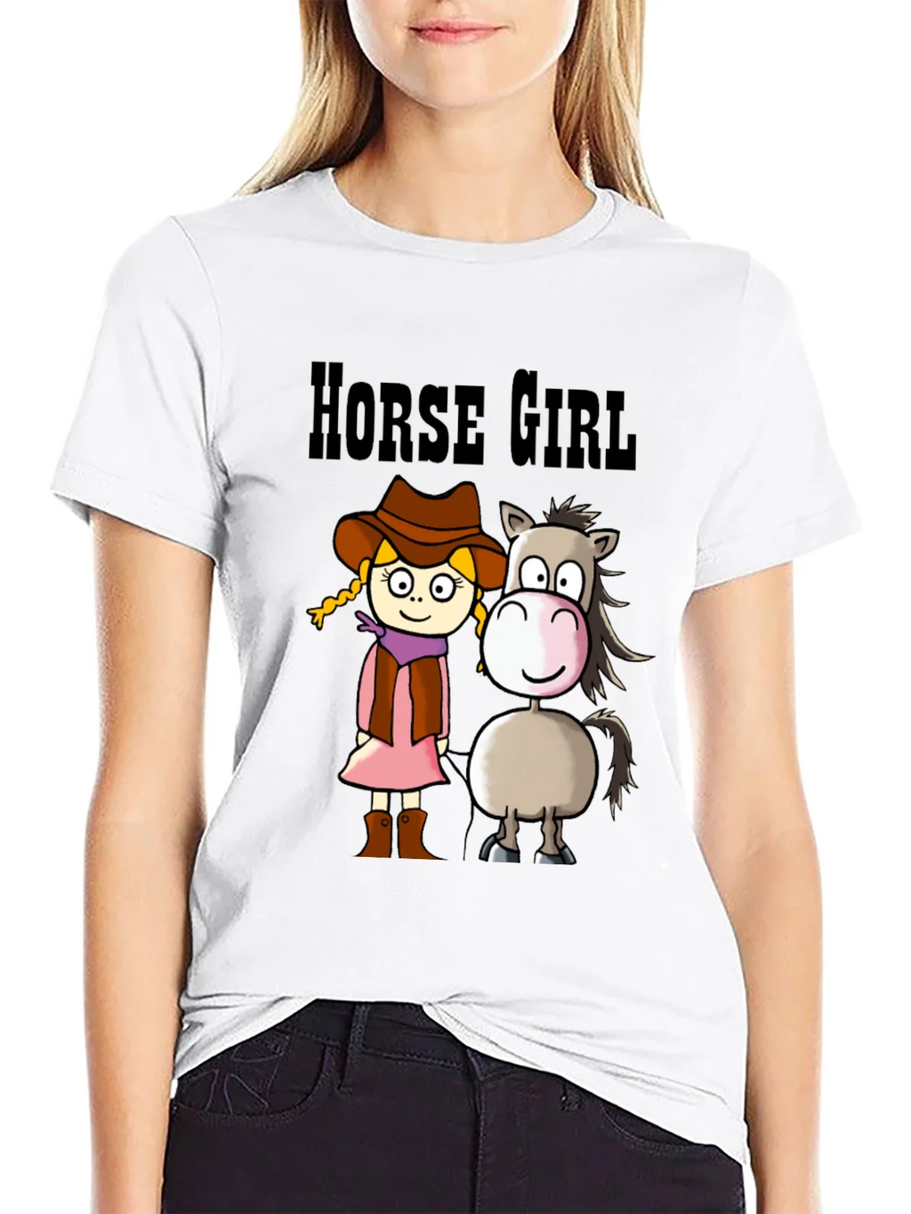 Horse Girl Cartoon T-Shirt - Cute Animal Tee product image 2