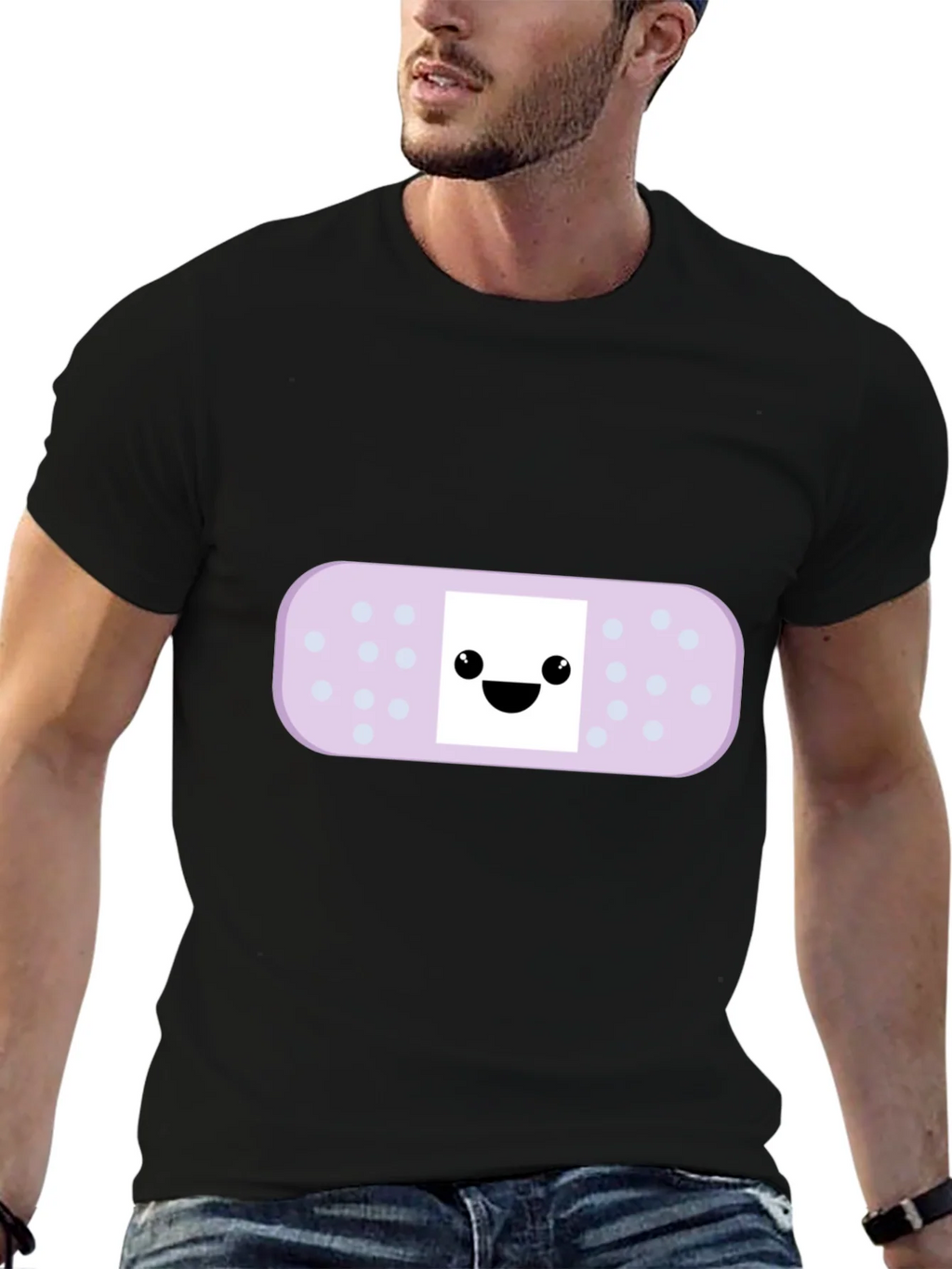 Cute Bandage Cartoon Graphic Tee - Black product image 6