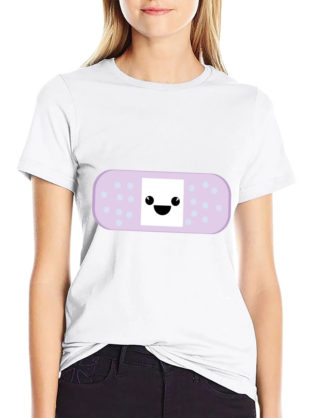 Cute Bandage Cartoon Graphic Tee - Black product image 8
