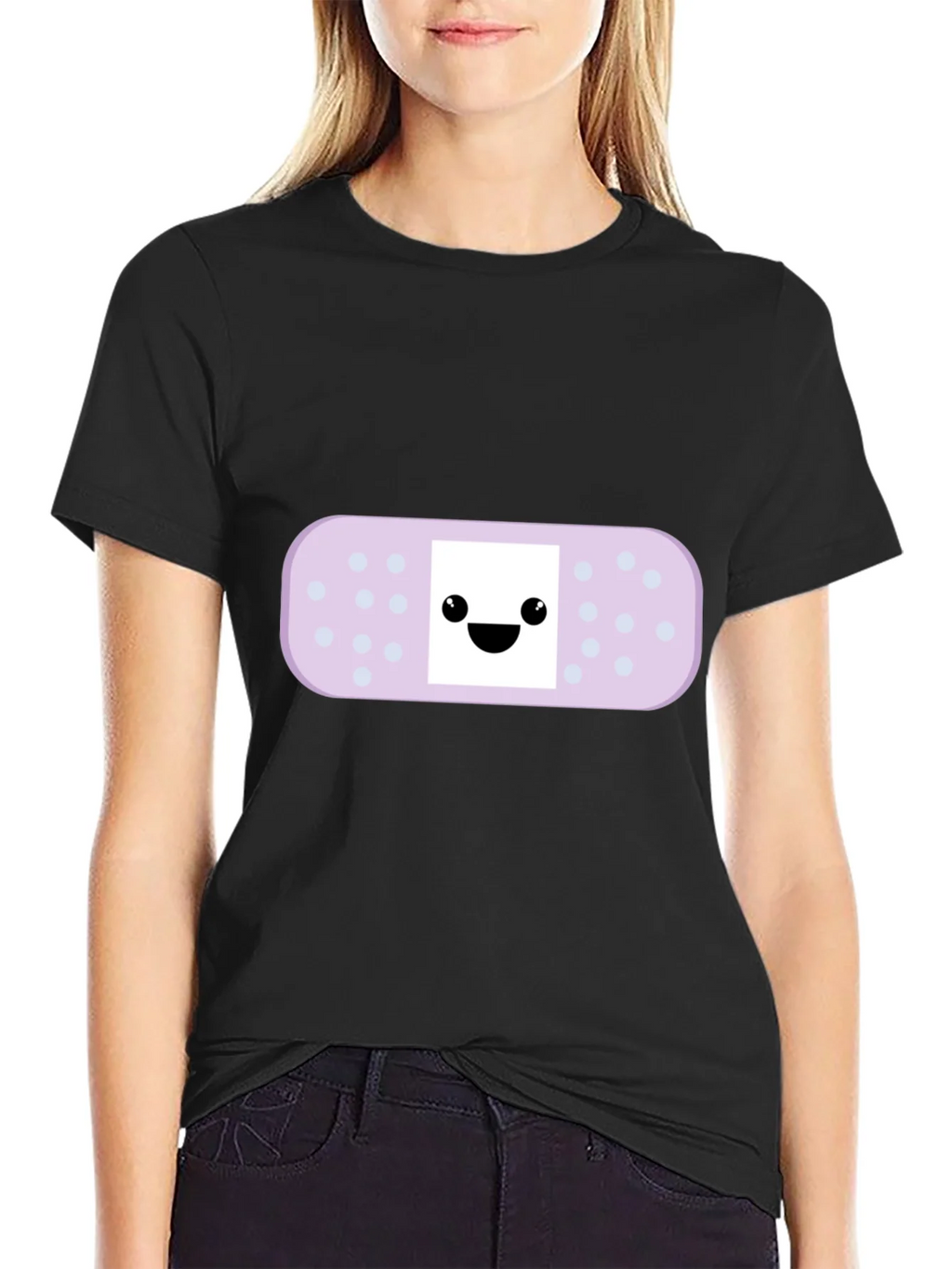Cute Bandage Cartoon Graphic Tee - Black product image 2