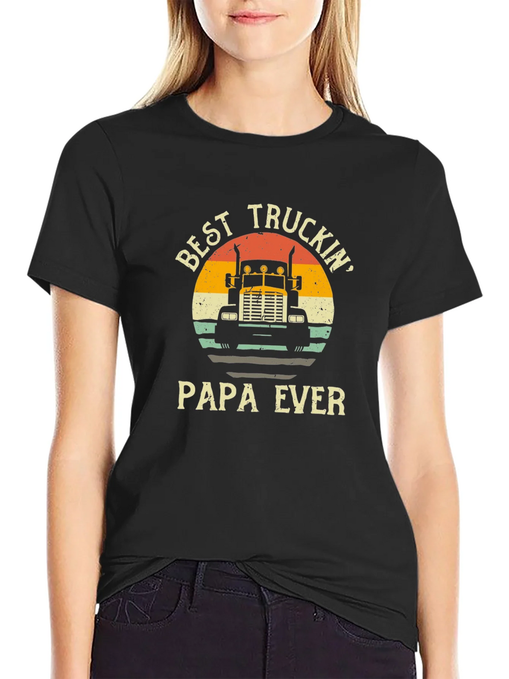 Best Truckin Papa Ever Black T-Shirt product image 2