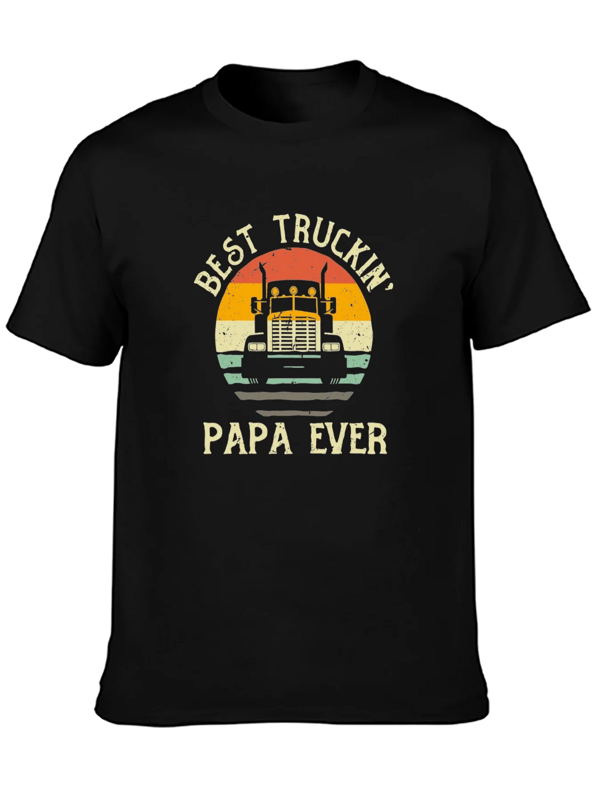 Best Truckin Papa Ever Black T-Shirt product image 3