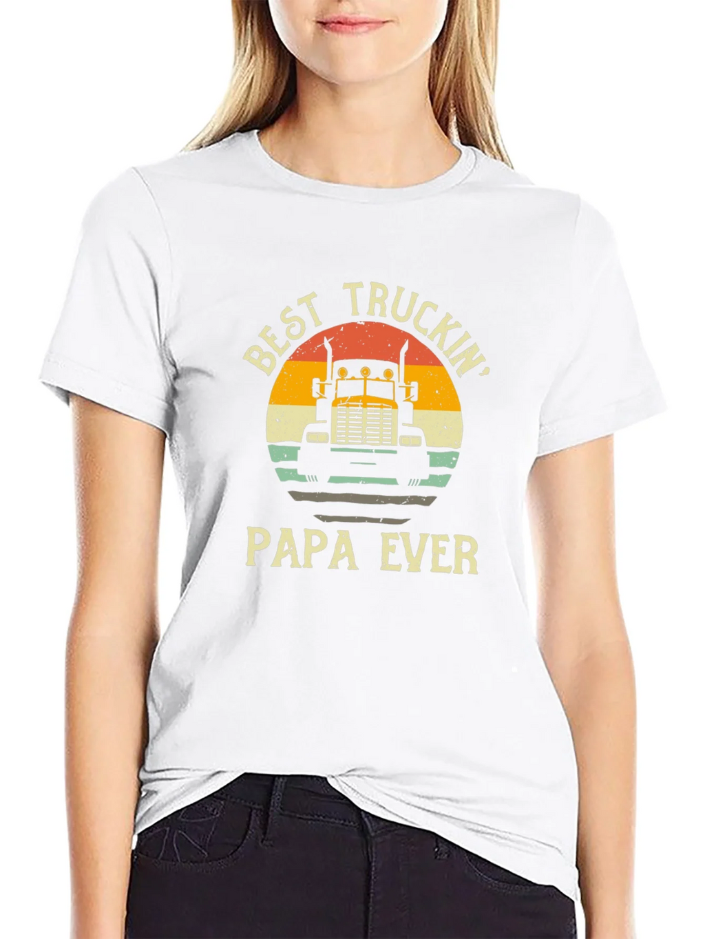 Best Truckin Papa Ever Black T-Shirt product image 8