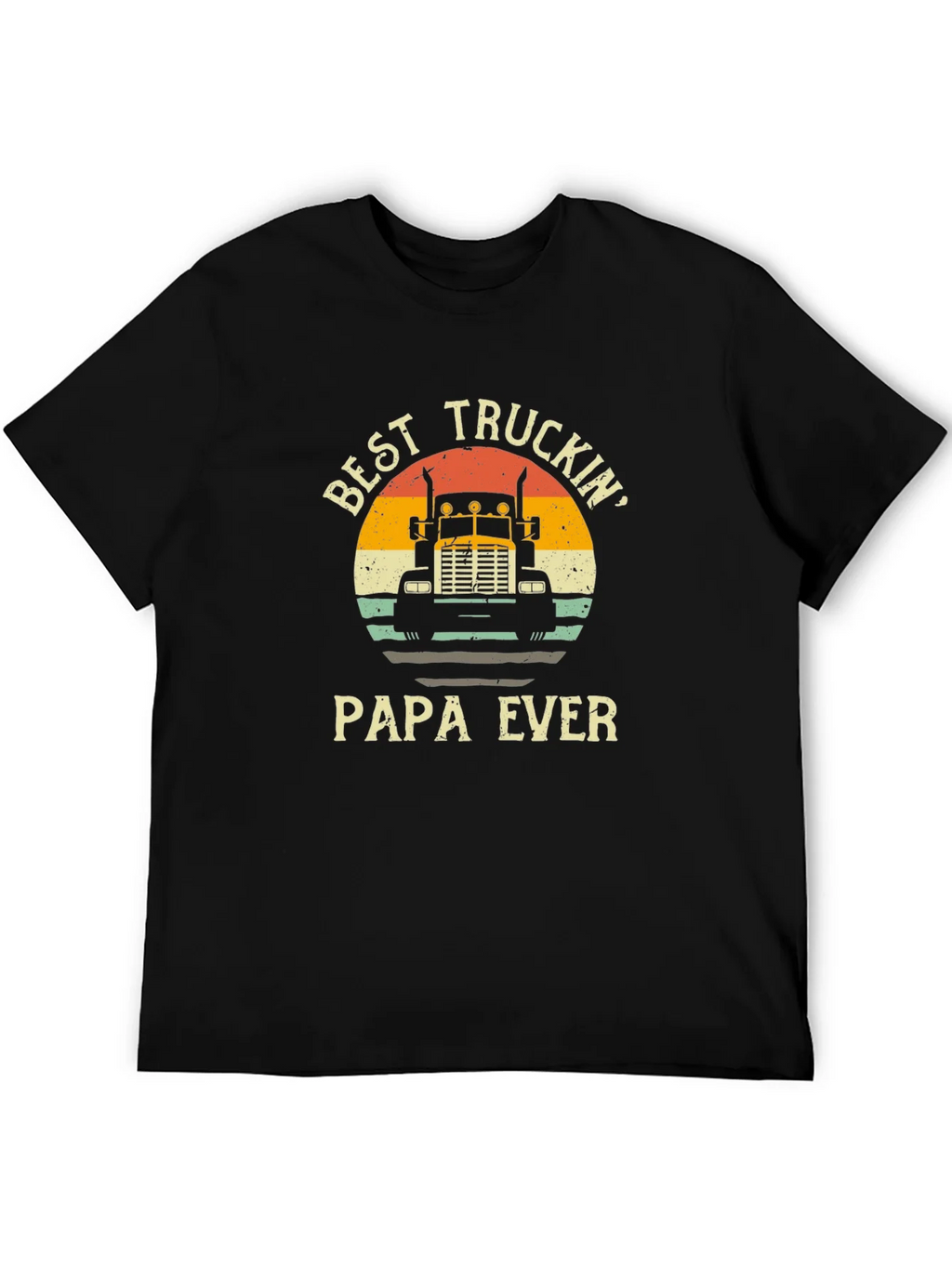 Best Truckin Papa Ever Black T-Shirt product image 5