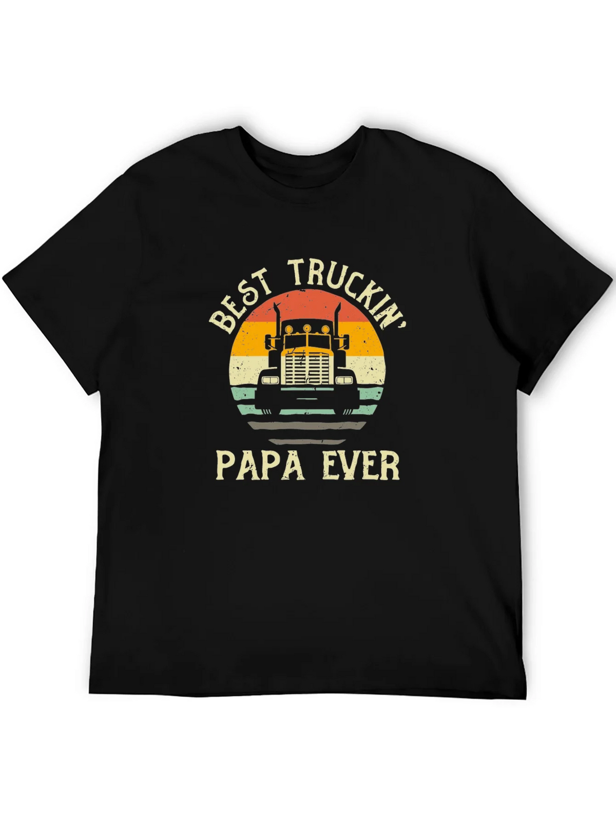 Best Truckin Papa Ever Black T-Shirt product image 5