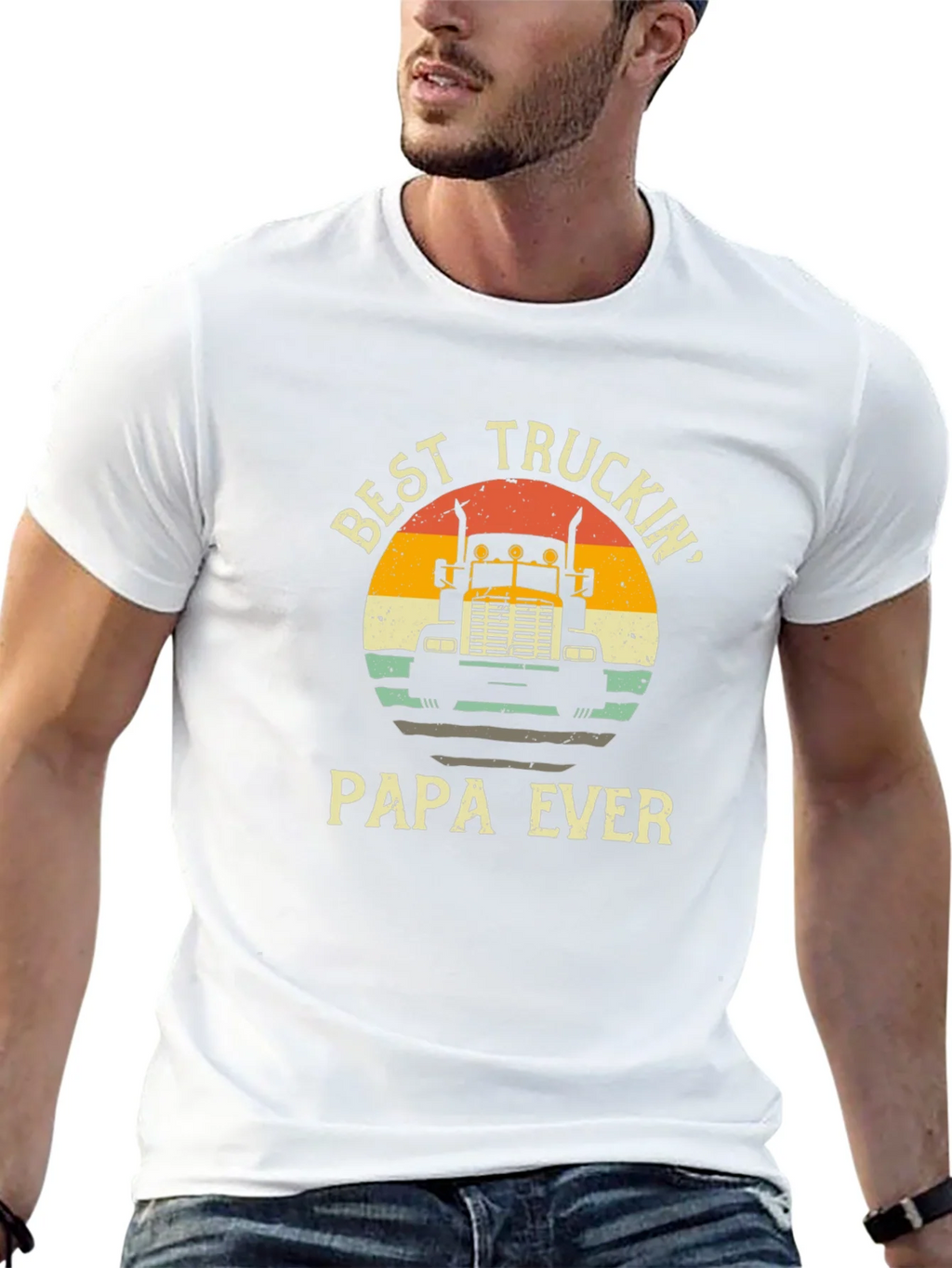Best Truckin Papa Ever Black T-Shirt product image 12