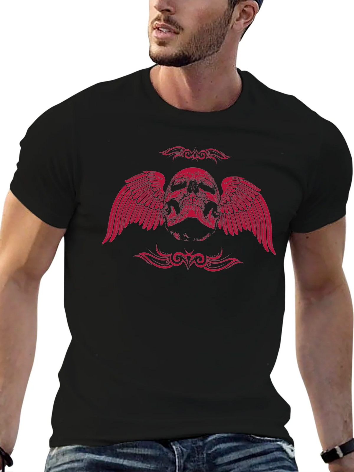Winged Skull Graphic Tee - Black product image 6