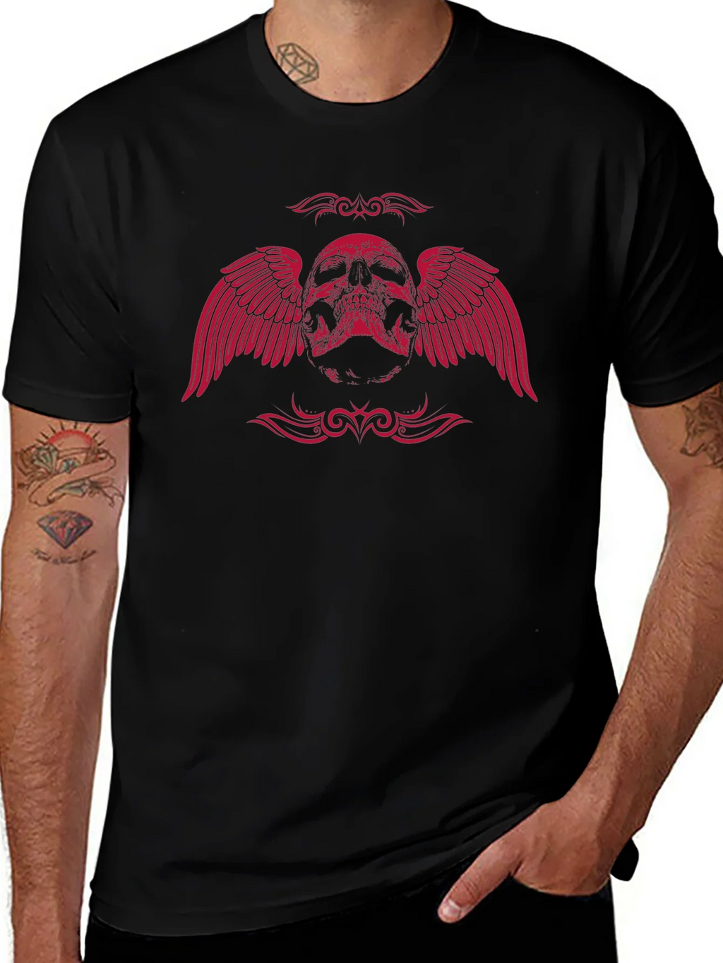 Winged Skull Graphic Tee - Black product image 1