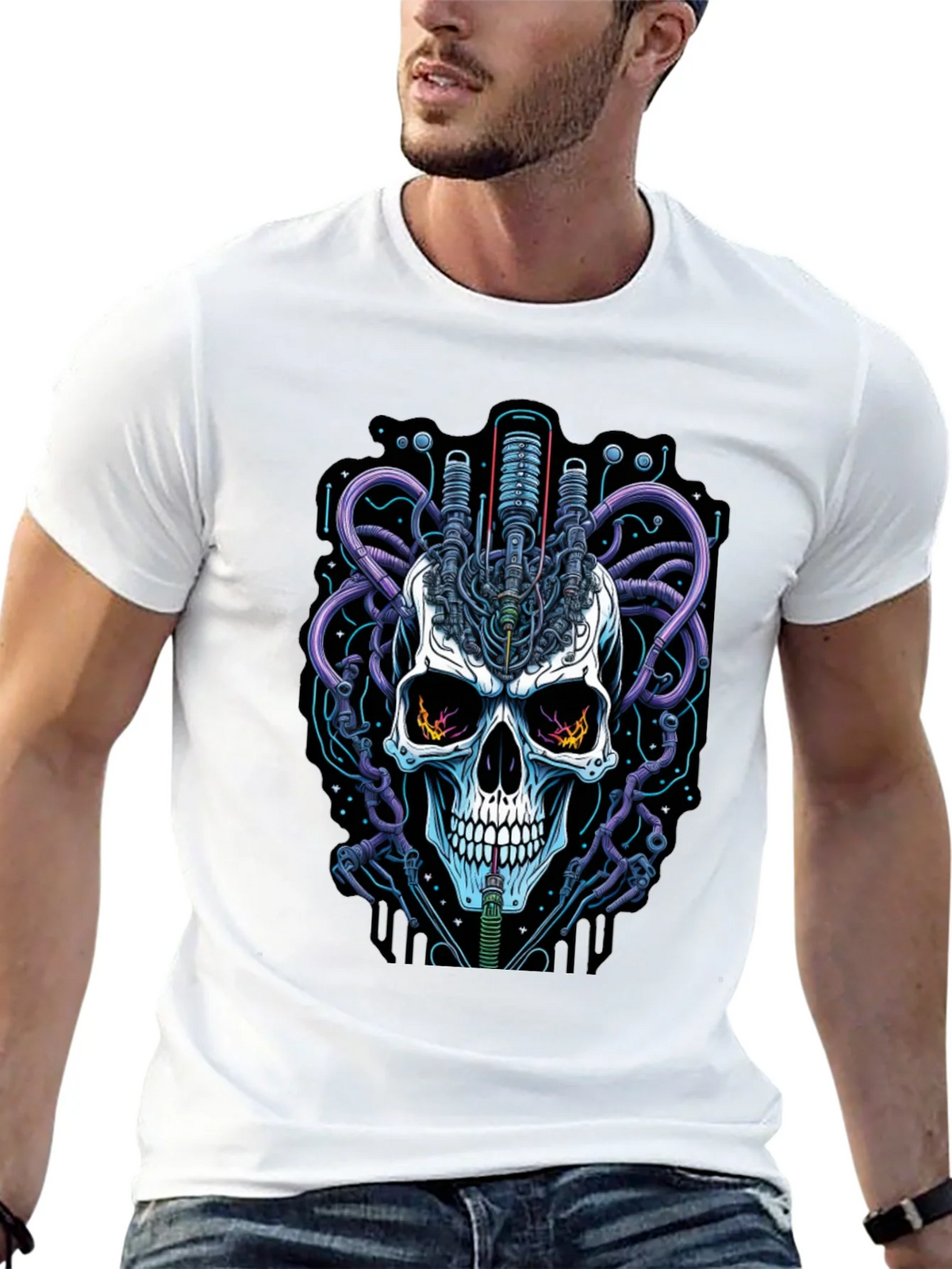 Cyberpunk Skull Graphic Tee - Edgy Streetwear product image 12