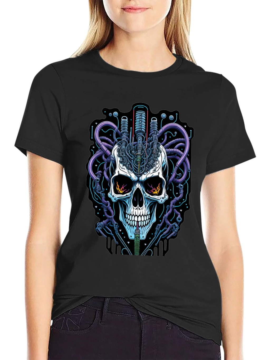 Cyberpunk Skull Graphic Tee - Edgy Streetwear product image 2