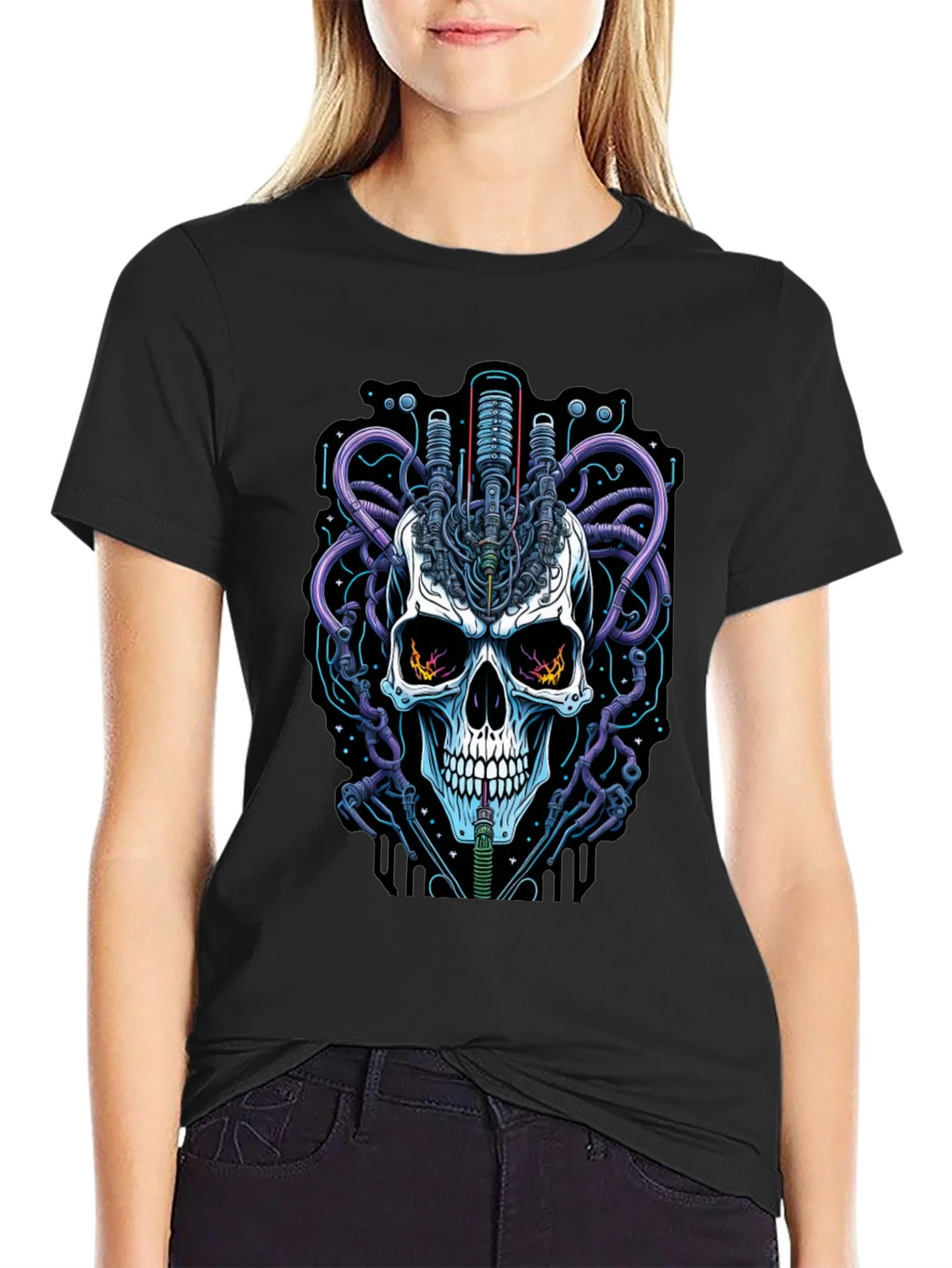 Cyberpunk Skull Graphic Tee - Edgy Streetwear product image 2