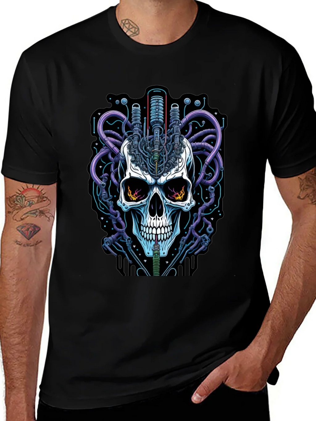 Cyberpunk Skull Graphic Tee - Edgy Streetwear product image 1