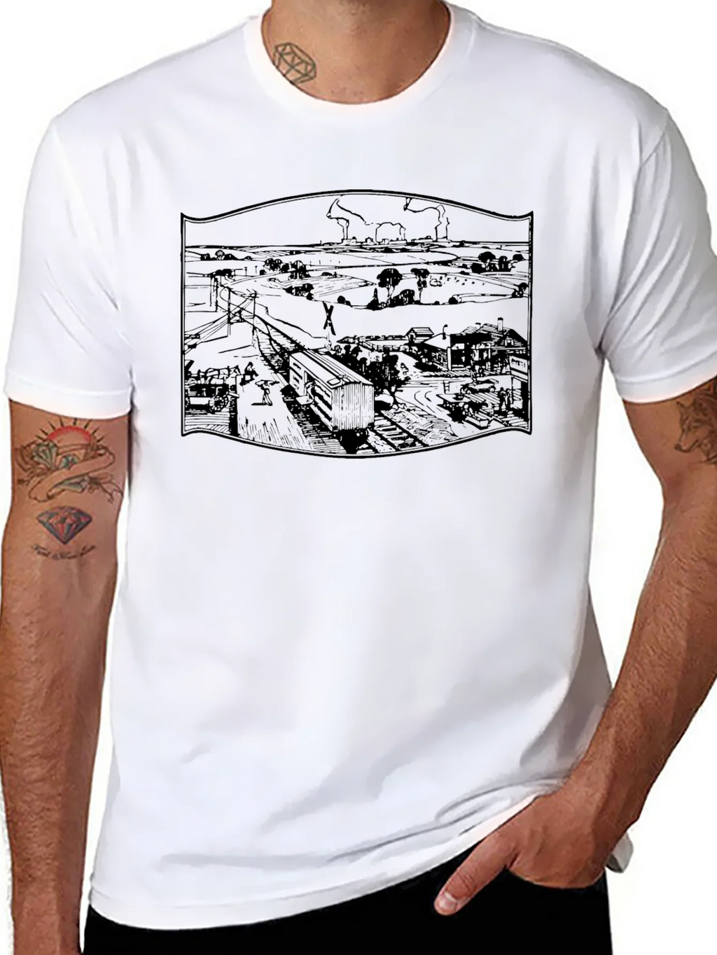 Vintage Train Line Graphic T-Shirt product image 3