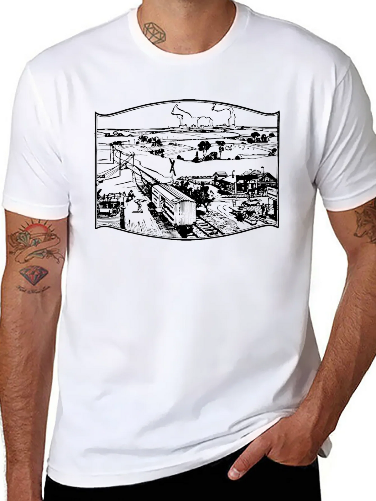 Vintage Train Line Graphic T-Shirt product image 3