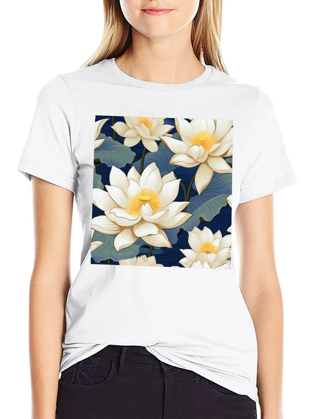 Lotus Flower Graphic Black T-Shirt product image 8