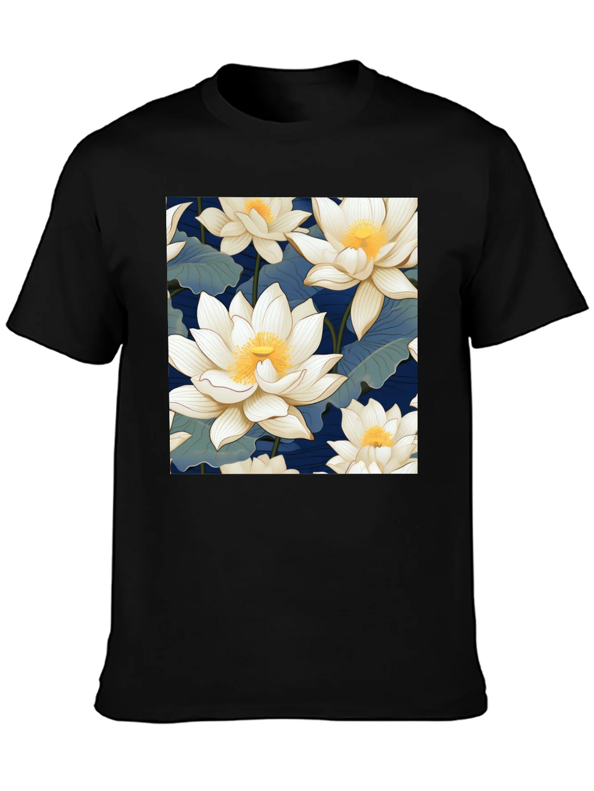 Lotus Flower Graphic Black T-Shirt product image 3