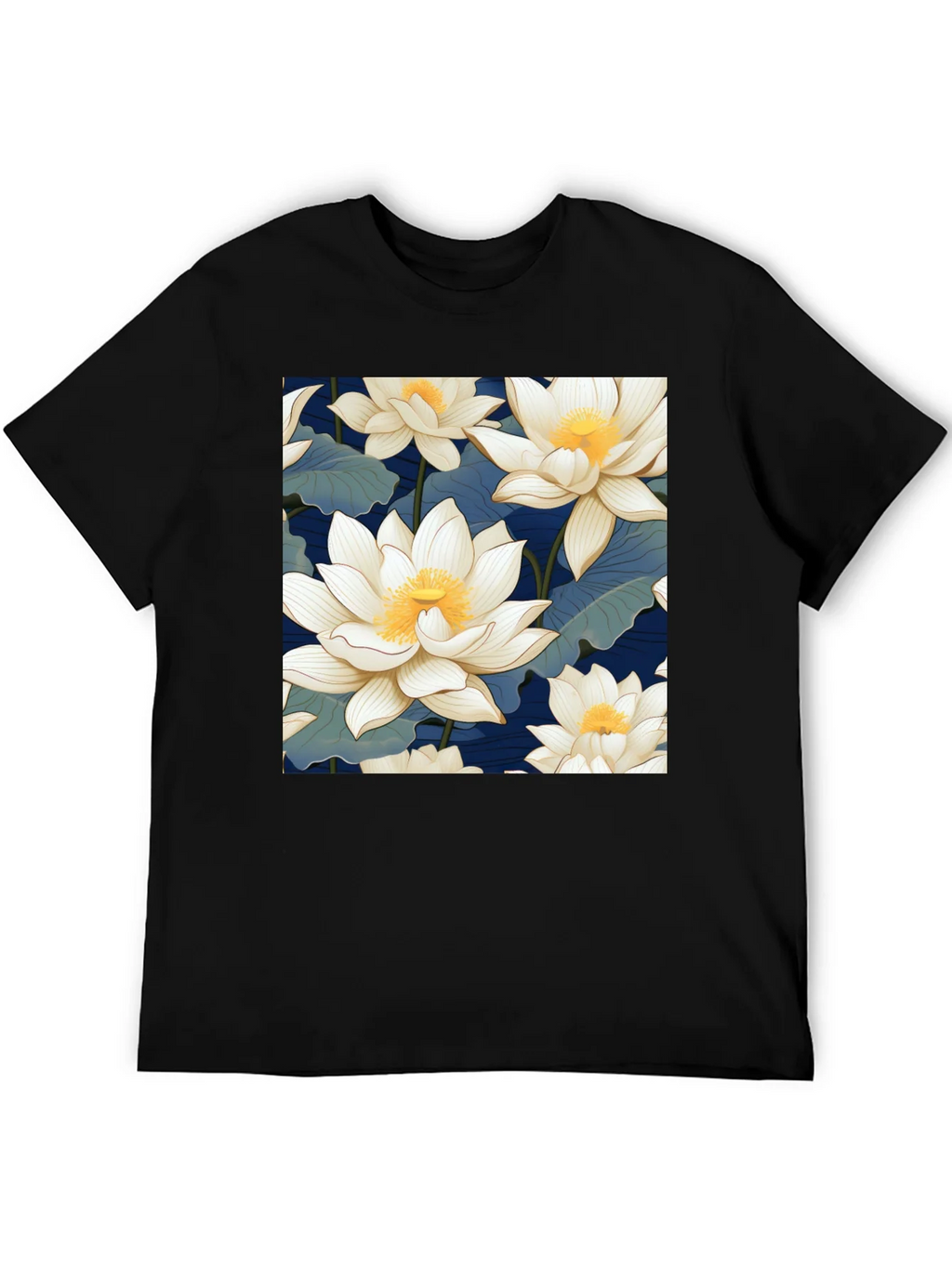 Lotus Flower Graphic Black T-Shirt product image 5