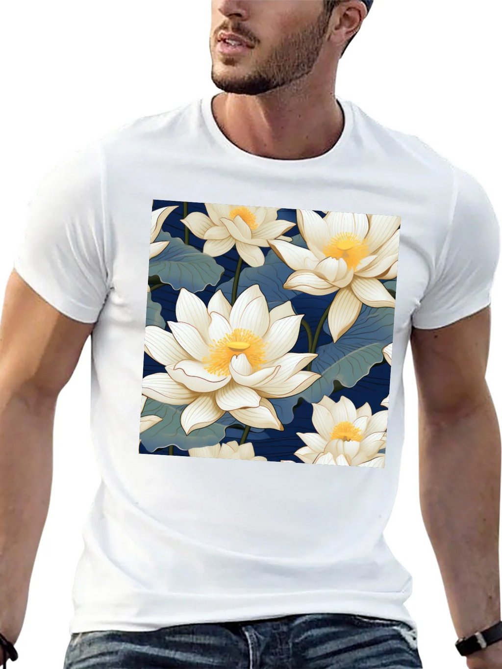 Lotus Flower Graphic Black T-Shirt product image 12